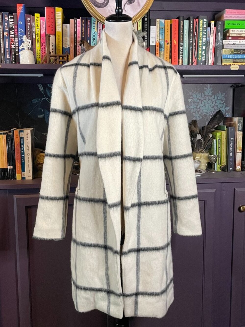 White Plaid Mohair & Wool Overcoat